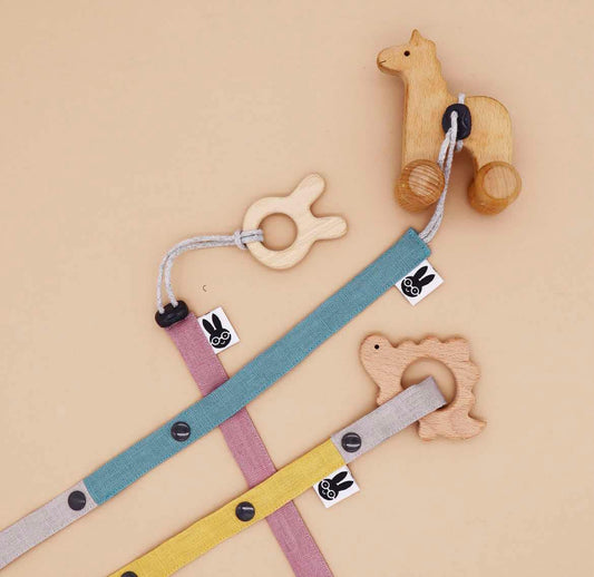 #222 Organic Linen Handmade European Toy and Bottle Straps for Strollers, Car Seats, High Chairs