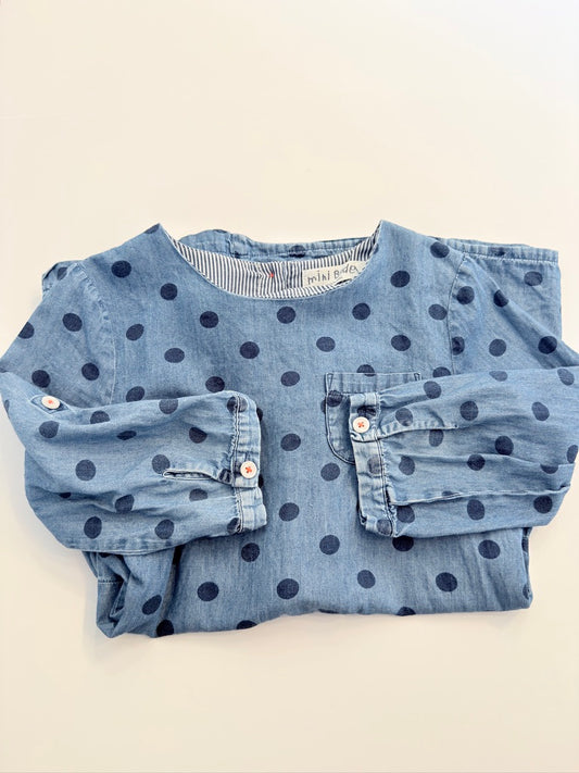 (#25) mini boden | VGUC | 5-6y | denim polka dot | 45227