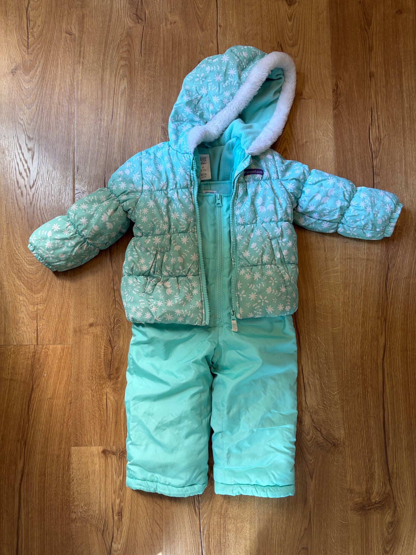 #6 - Carters Girls Teal Snow Suit - Jacket and Snow Pants - 2T