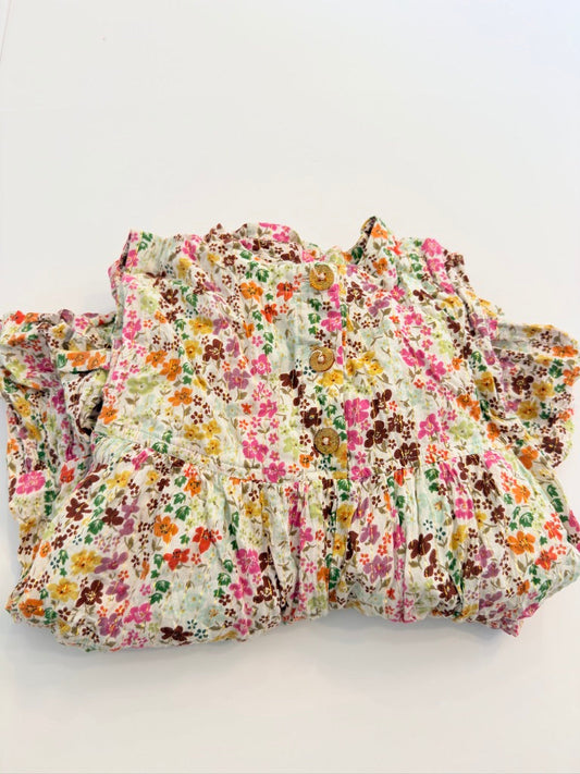 (#25) pink chicken | EUC | 2Y | floral pink front button dress | 45227