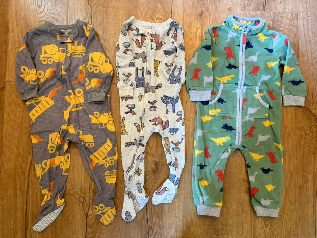 #6 - Carters Long-Sleeved Boys Pajamas (Set of 3)  - 12 months