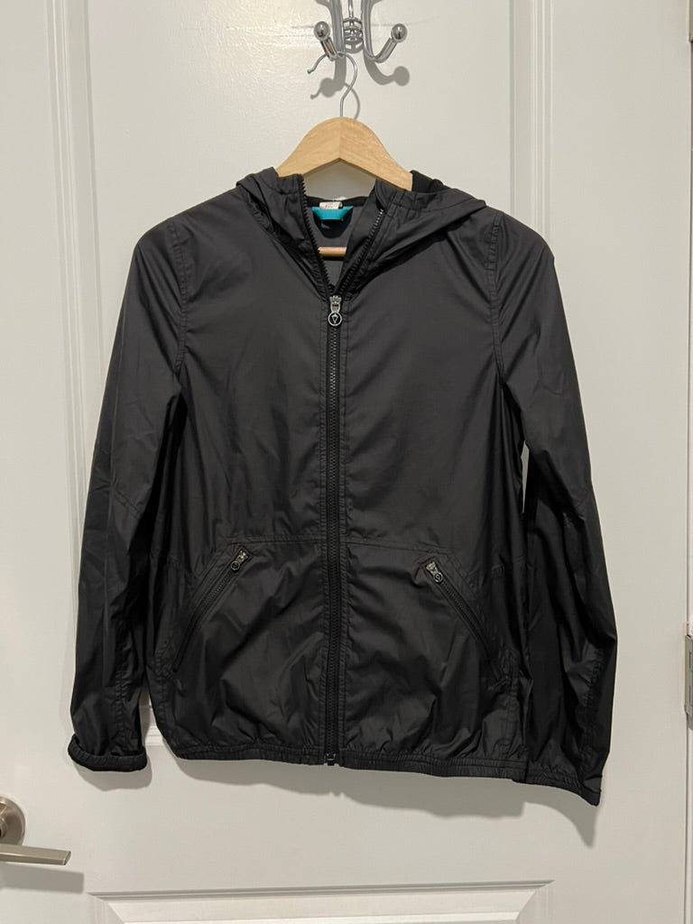 Seller #76- IVIVVA Lululemon Youth Girls 14 Black Windbreaker Jacket Full Zip Hooded Pockets
