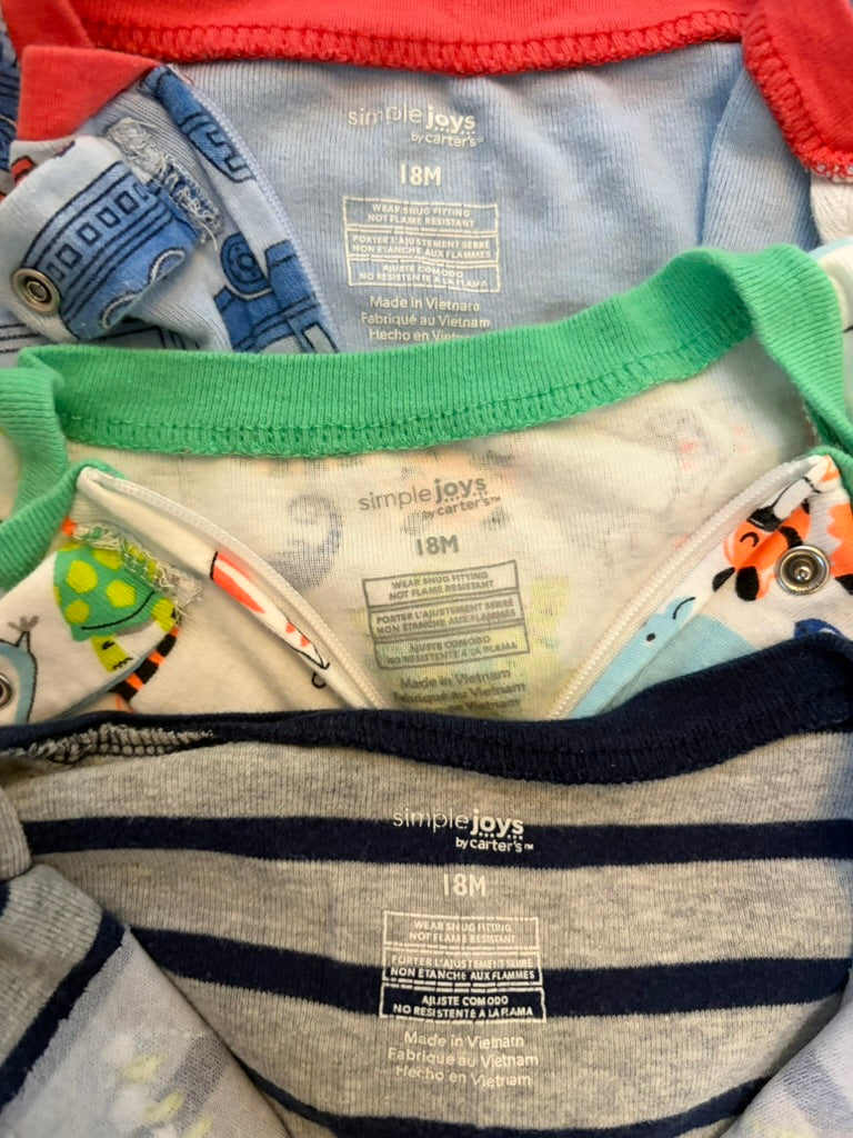 #6 - Carters Simple Joys Boys Long Sleeved Pajamas (set of 3) - 18 months