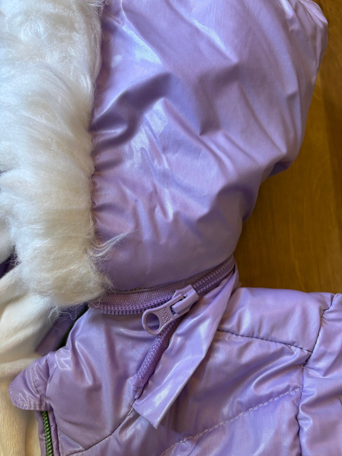 #6 - Girls Purple Puffer Jacket with removable hood - 2T
