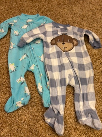 #86A boys fleece pajamas, 3mo carters