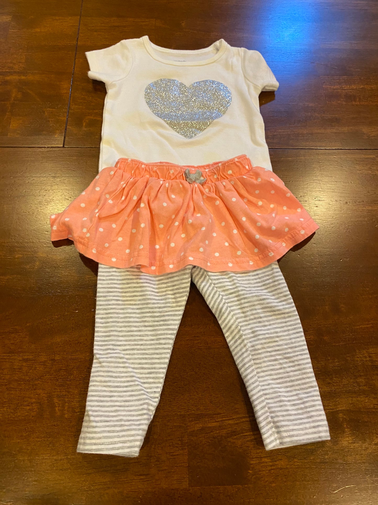 77A Carter's 3mo Heart Shirt/Pant Outfit