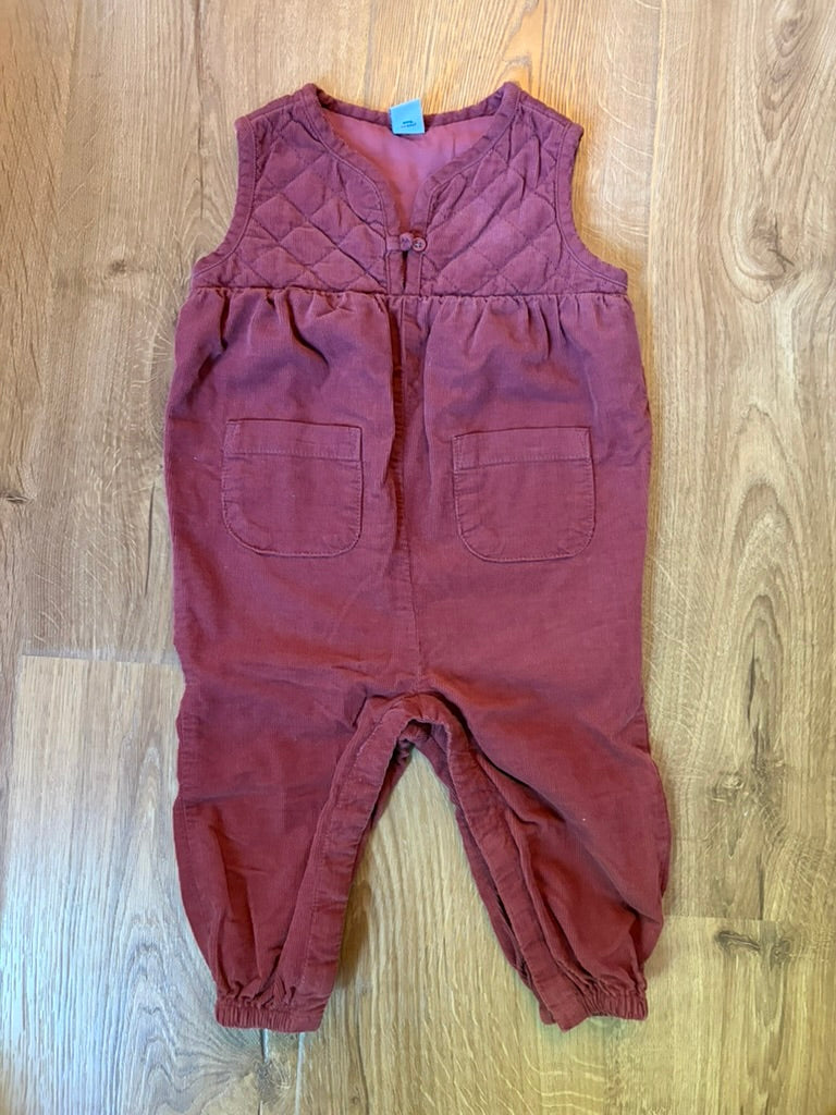 #6 - Old Navy Girls Burgundy Corduroy Jumpsuit - 12-18 months
