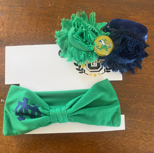 Set of 2 Notre Dame headbands/bows
