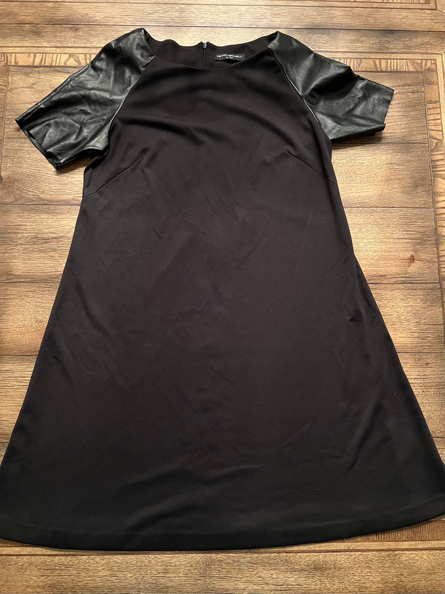 Petro Brunelli Maternity Dress with Pleather Sleeves Size XL