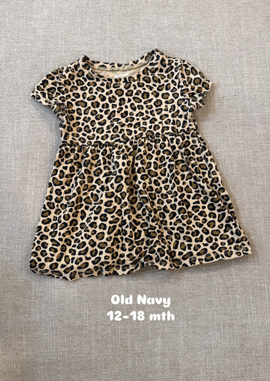 #145 Old Navy leopard t-shirt dress Girls 12-18 mth EUC