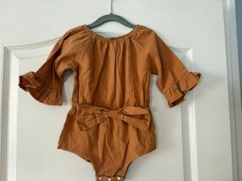 Seller 183 - Girls Burnt Orange Romper - Size 100 (2-3T) - NWOTs