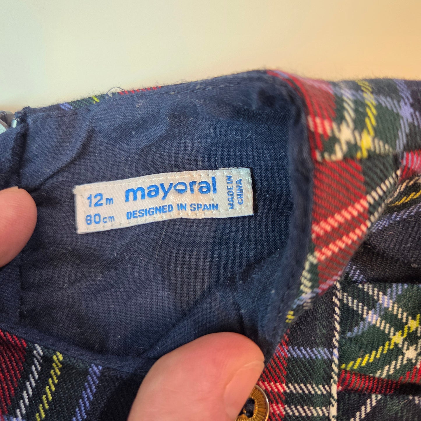 #112 - Mayoral Plaid Dress, Size 12m/80cm, NWOT
