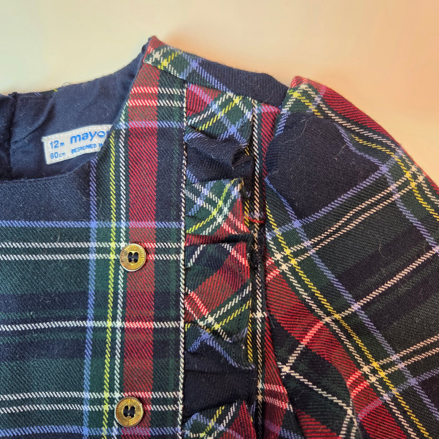 #112 - Mayoral Plaid Dress, Size 12m/80cm, NWOT