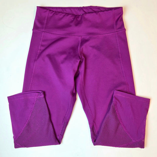 #112 - Old Navy Magenta Go Dry Leggings with Mesh Detail, Size L (10-12),  EUC