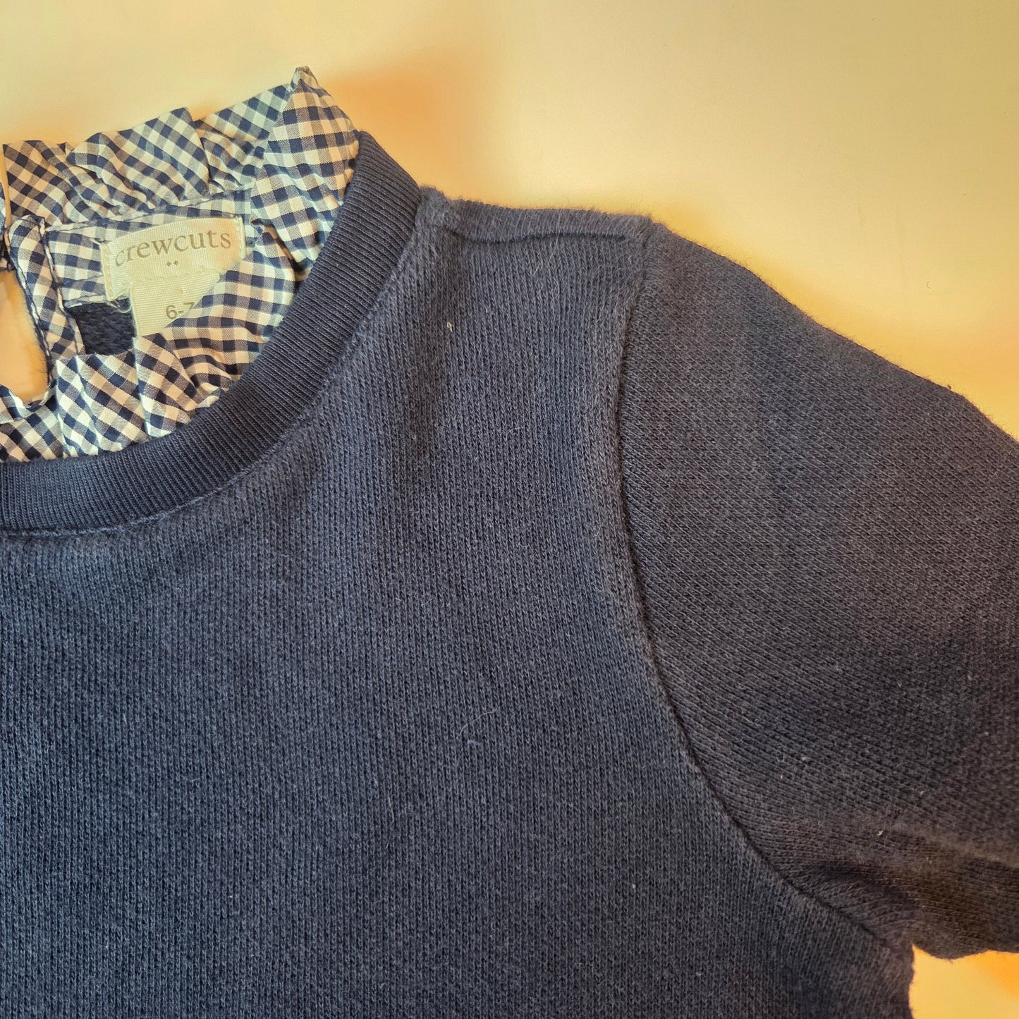 #112 - Crewcuts Navy Blue Long Sleeve Shirt, Size 6-7, GUC