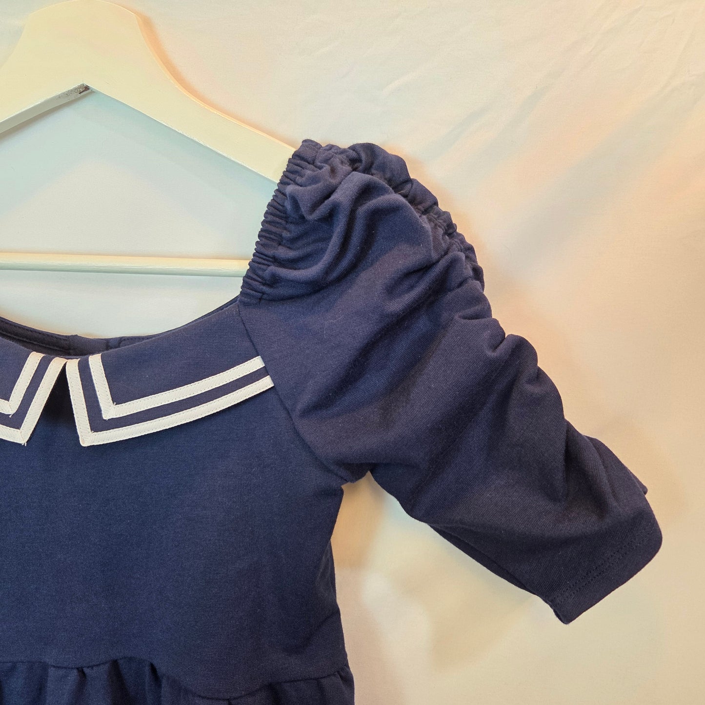 #112 - Janie and Jack Blue and White Dress, Size 7, EUC