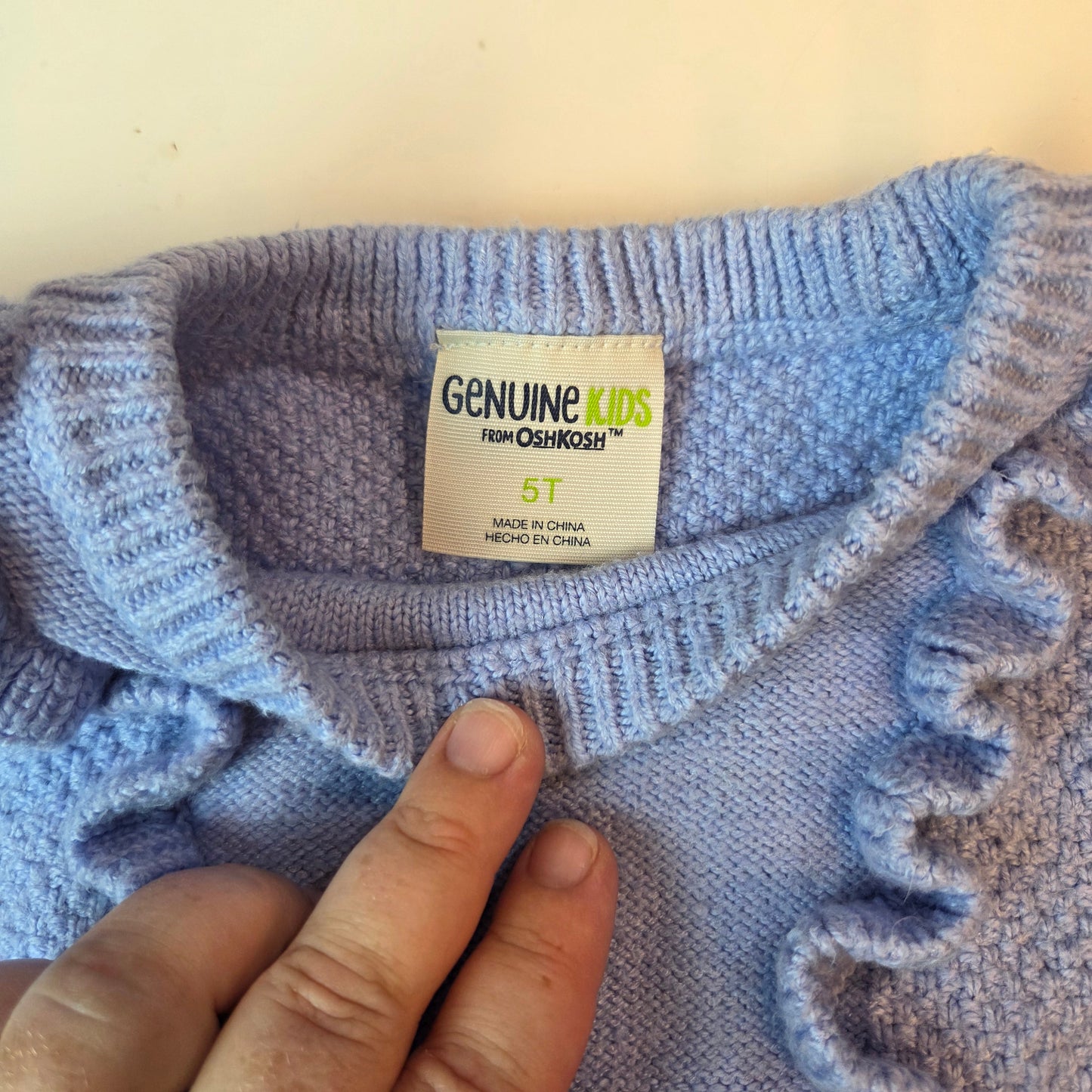 #112 - Genuine Kids from OshKosh Periwinkle Sweater, Girls Size 5, VGUC