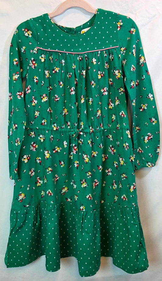 #112 - Boden Green Floral Dress, Girls Size 7-8 (128cm), VGUC
