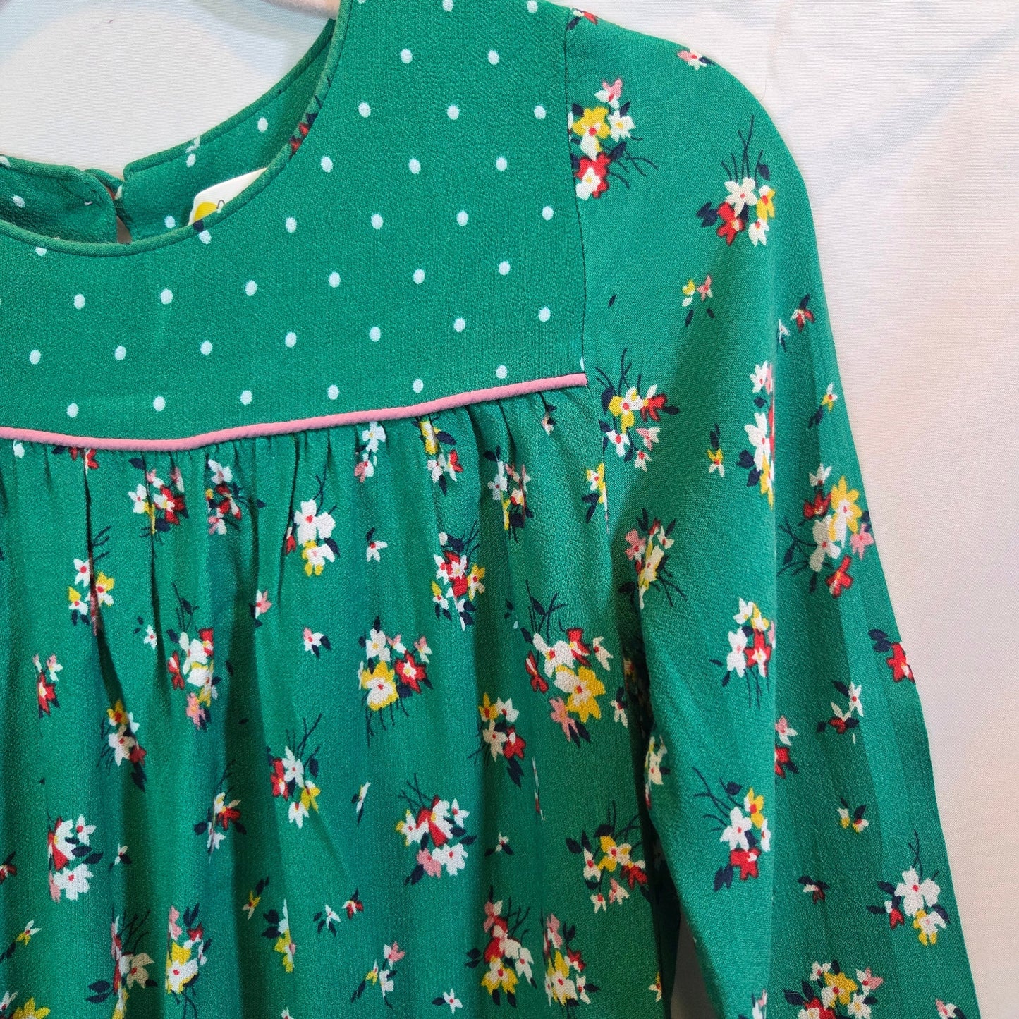 #112 - Boden Green Floral Dress, Girls Size 7-8 (128cm), VGUC