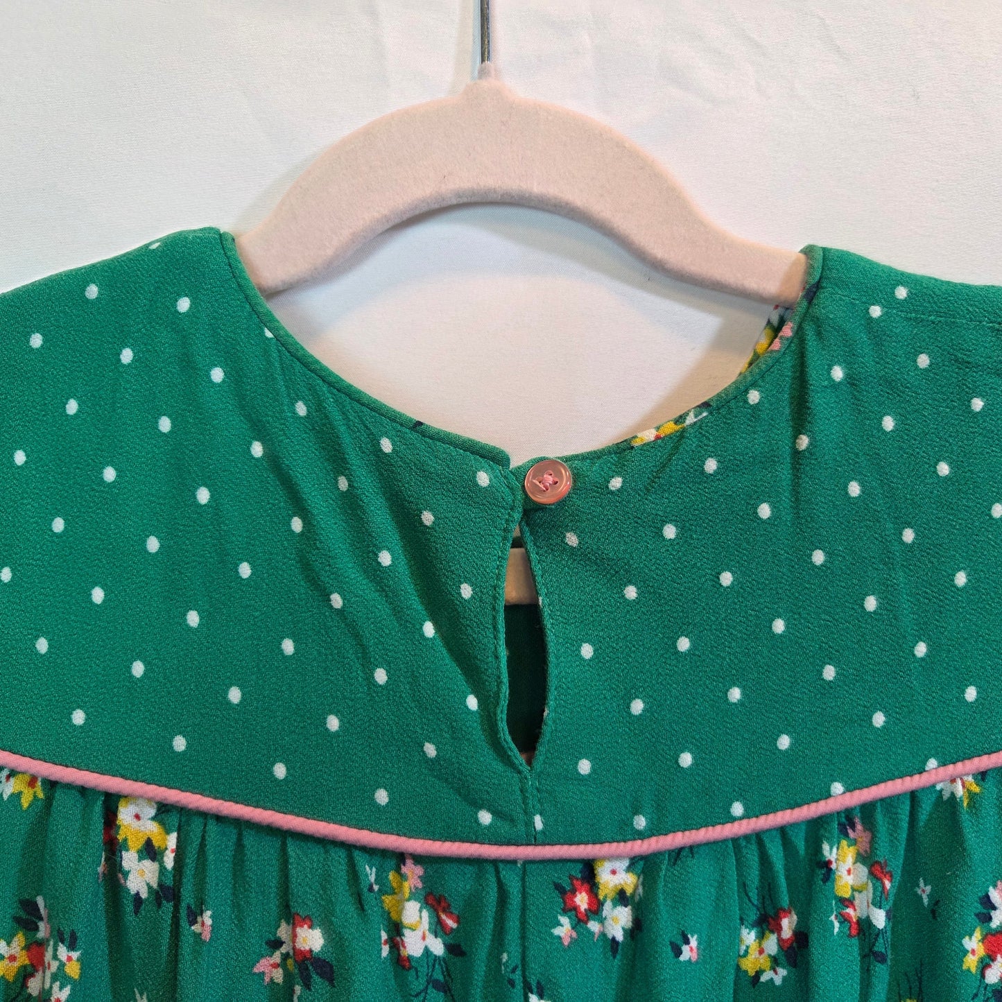 #112 - Boden Green Floral Dress, Girls Size 7-8 (128cm), VGUC