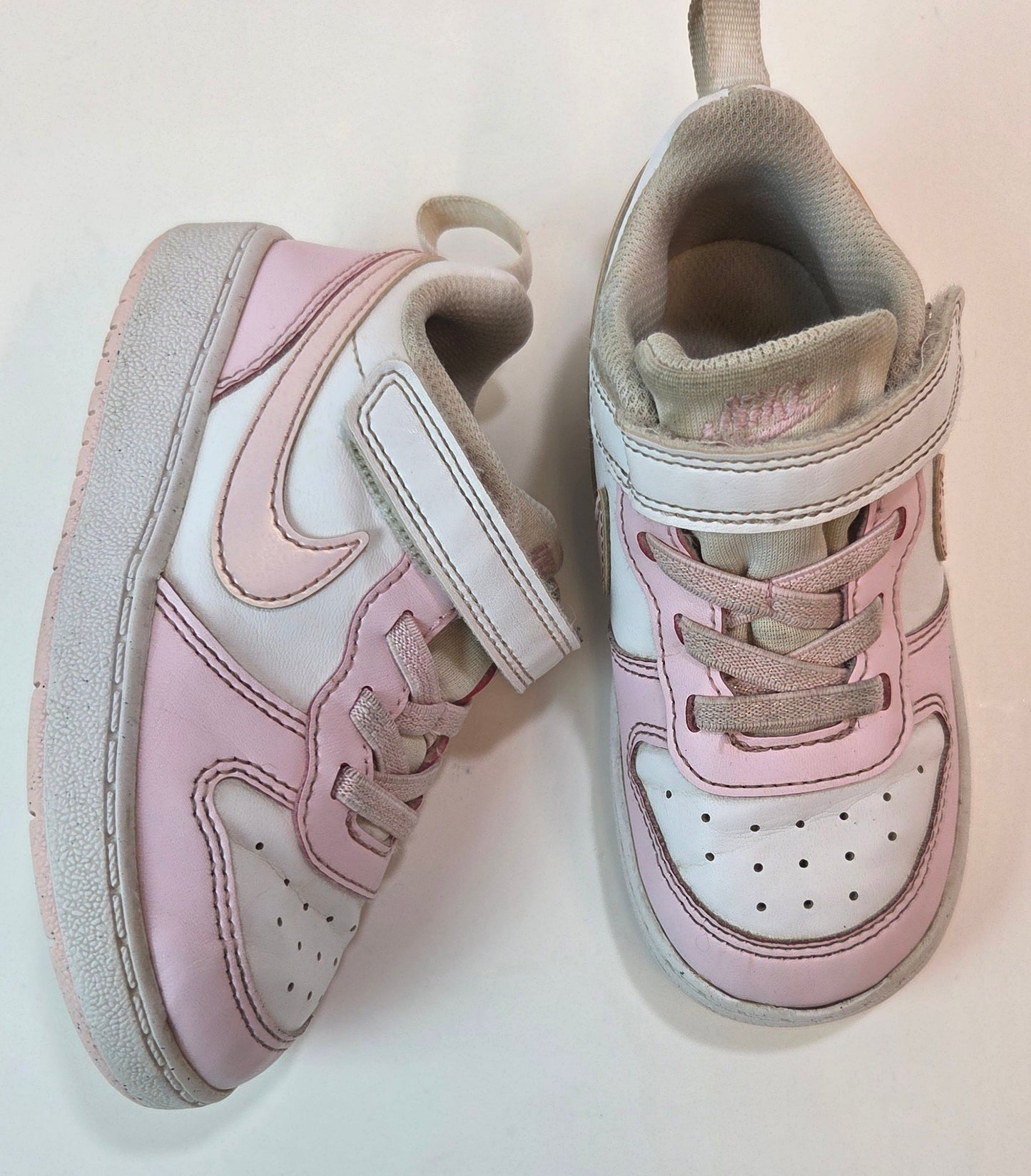 #112- Nike Court Borough Low Recraft Toddler Shoes, light pink and White, size 8, GUC