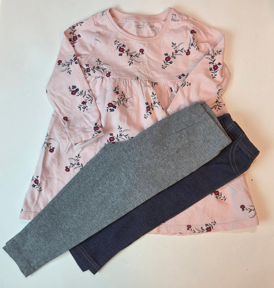 #112 - Old Navy set of Dress and 2 Leggings, Size 24m, EUC