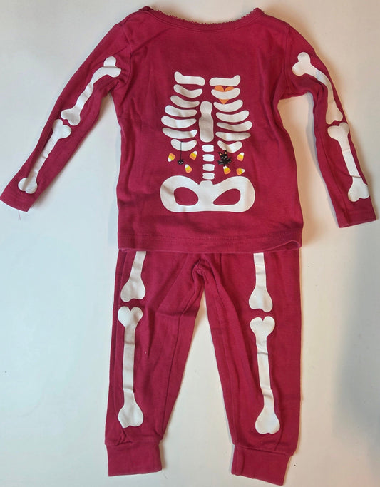 #112 - Pink Skeleton PJs, Size 24m, GUC