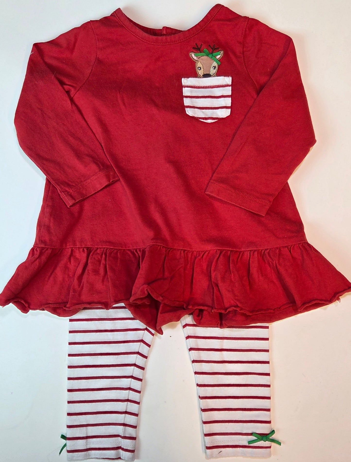 #112 -  Starting Out Two Piece Christmas Outfit - Top and Leggings, Size 24M, VGUC