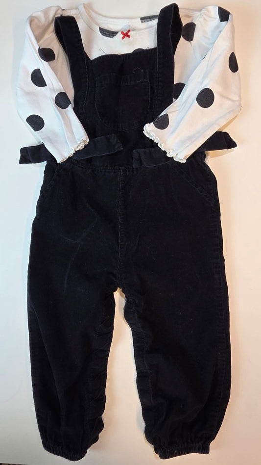 #112 - 2 piece outfit, top and overalls, Size 18M, EUC