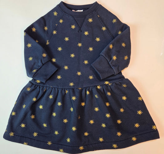 #112 -  Crewcut Navy Dress with Gold Stars Fleece Dress, Size 2, EUC