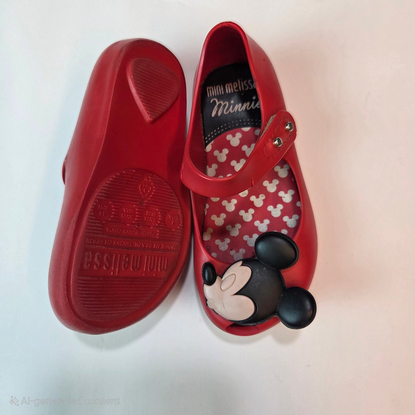 #112 -  Mini Melissa Mickey and Minnie Mary Jane Shoes, Size 7, VGUC
