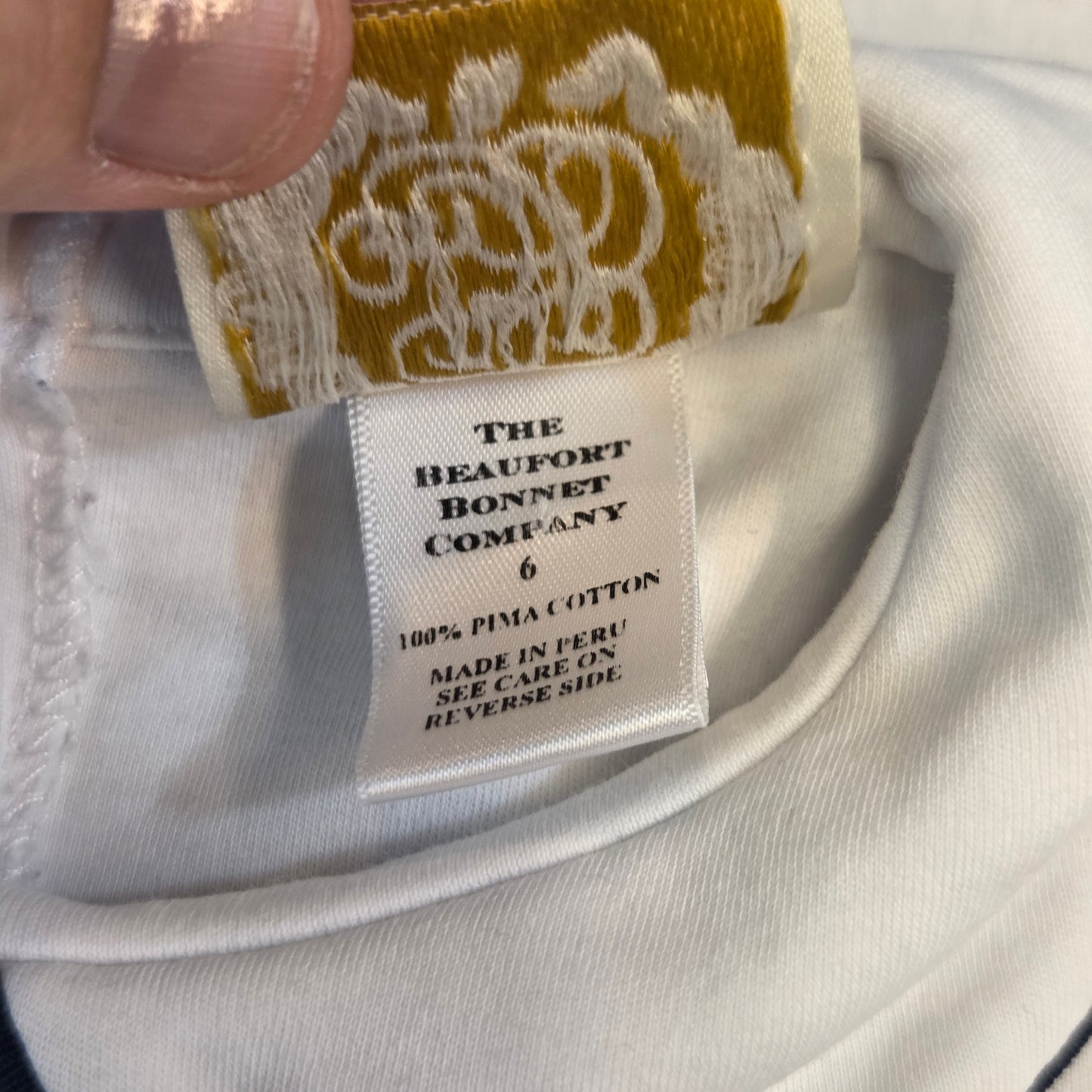 #112 - The Beaufort Bonnet Company White Blouse, Size 6, EUC