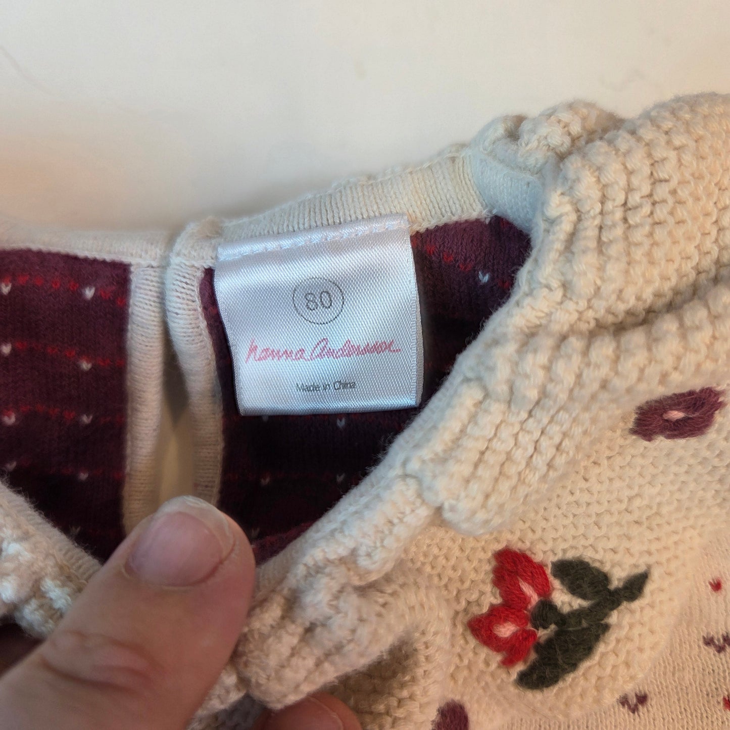 #112 - Hanna Andersson White Floral Sweater, Size 80 (18-24m), GUC