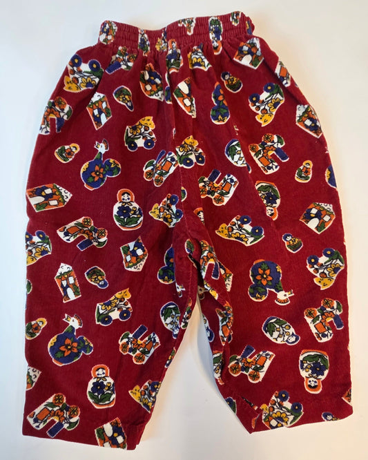 #112 - Vintage Laura Ashley Mother and Child Red Corderoy Pants, Size 18m, VGUC