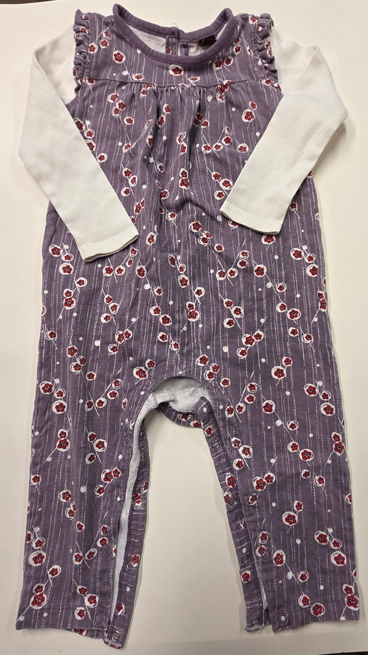 #112 - tea Purple Floral Romper, Size 18-24m, GUC