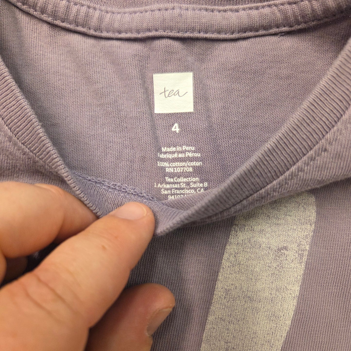 #112 - tea Purple Bunny Long Sleeve Shirt, Girls Size 4, EUC