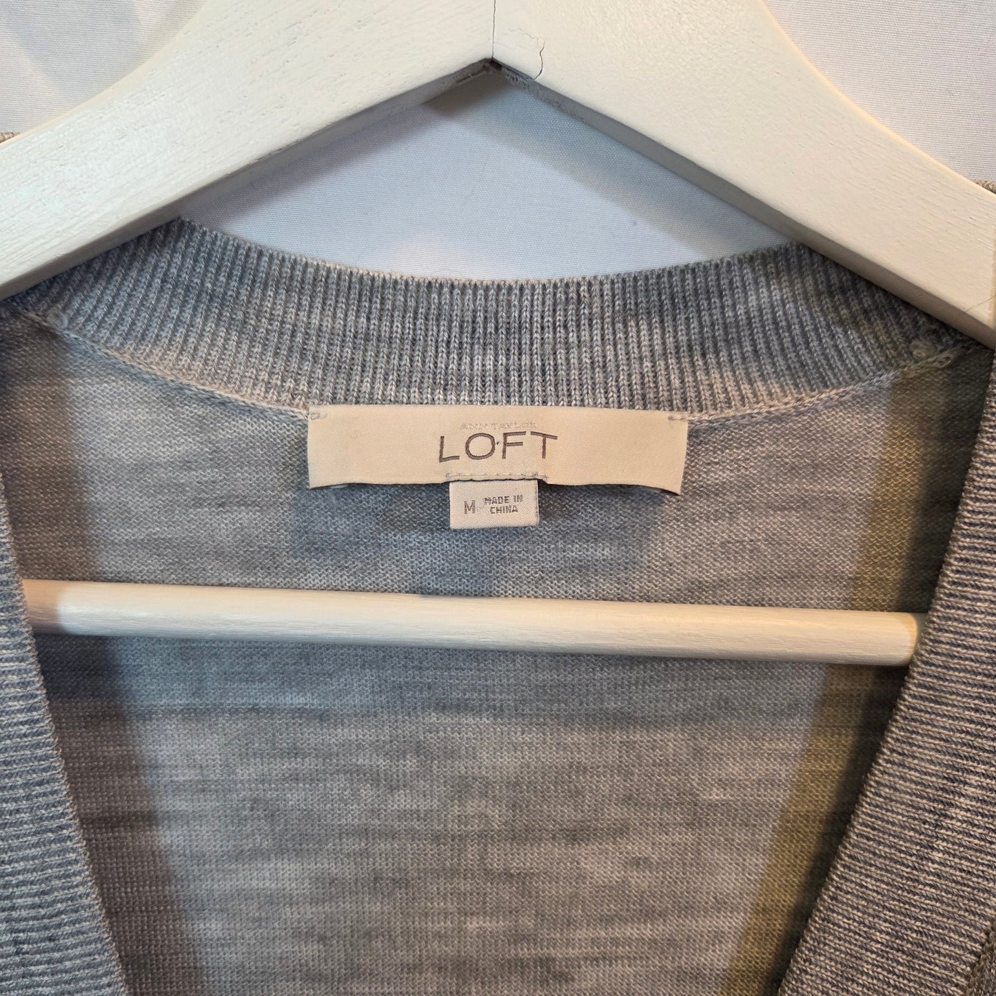 #112 - LOFT Gray Cardigan, Size M, EUC