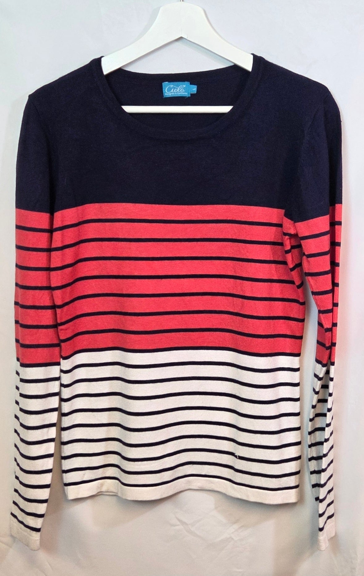 #112 - Cielo Striped Sweater, Women's Size L, EUC