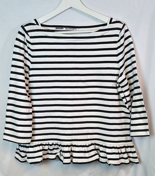 #112 - Broome Street Kate Spade Striped Peplum Top, Women's Size L, GUC