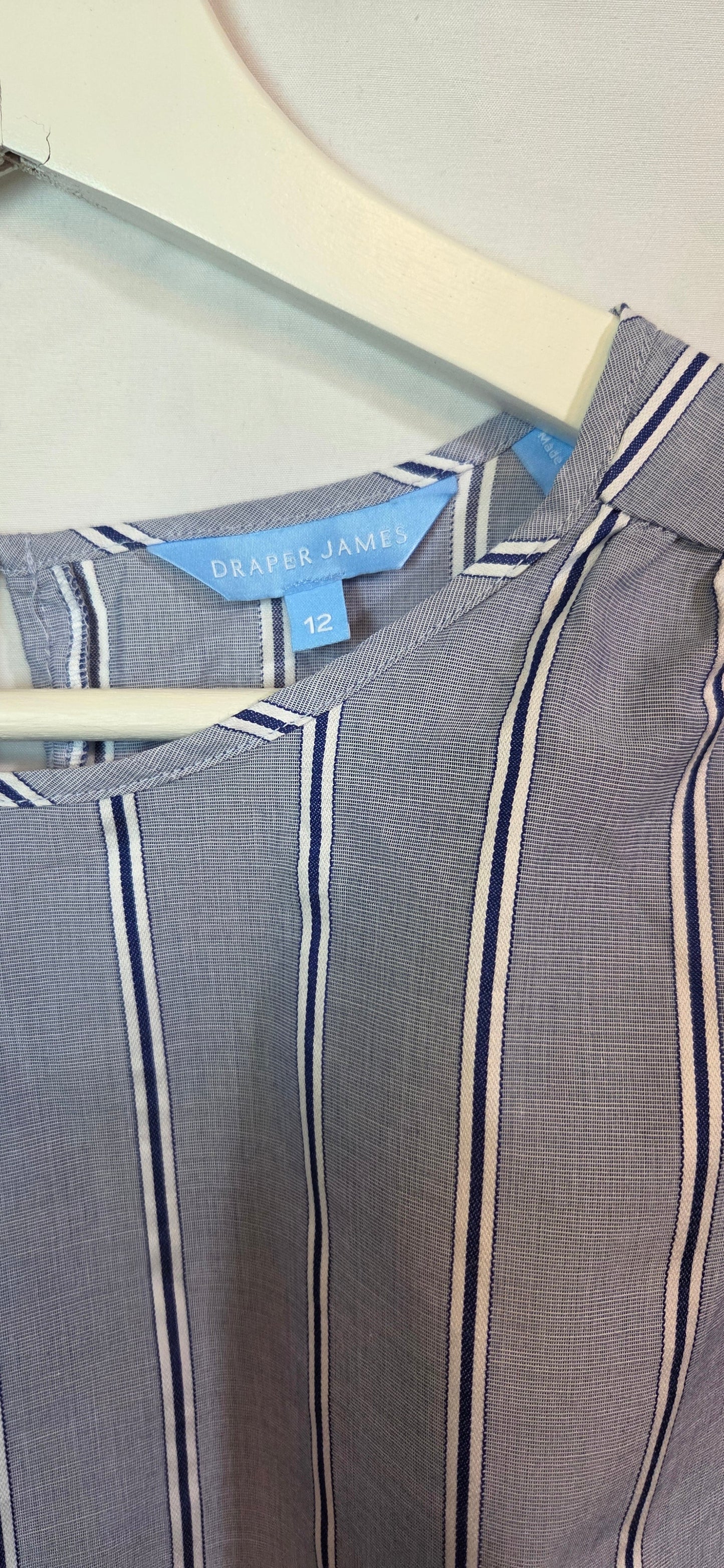 #112 - Draper James Blue and White Striped Blouse, Women's Size 12, EUC