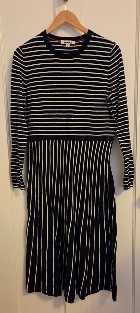 #112 - Boden Navy and White Maria Knit Dress, Size 12R, NWOT