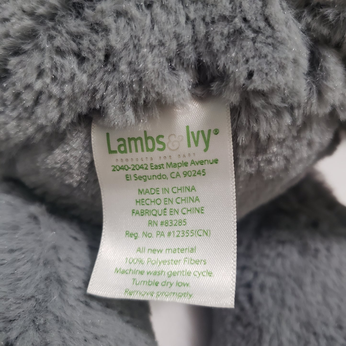 #142 Lambs & Ivy S.S. Noah Plush Elephant Theodore