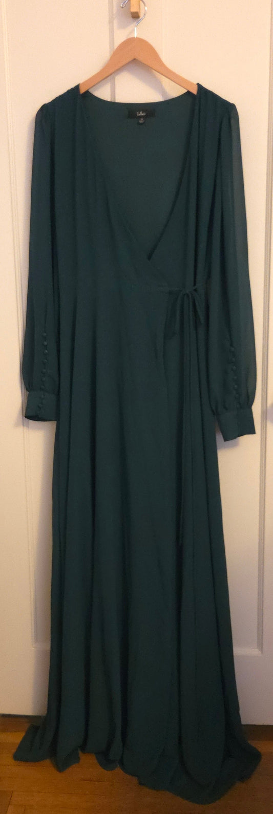 #112 - Lulus Floor Length Dark Green Dress, Women's Siz XL, EUC