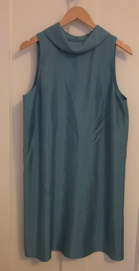 #112 - Talbots Blue Silk Dress, Womens Size 12, EUC