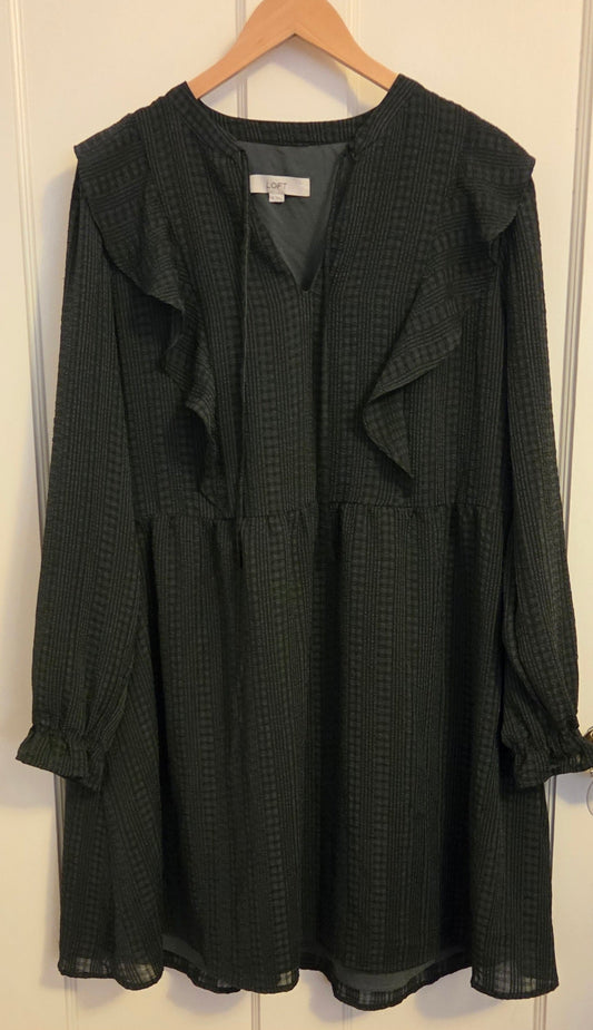 #112 - LOFT Gray Long Sleeve Dress, Women's Size XL, EUC
