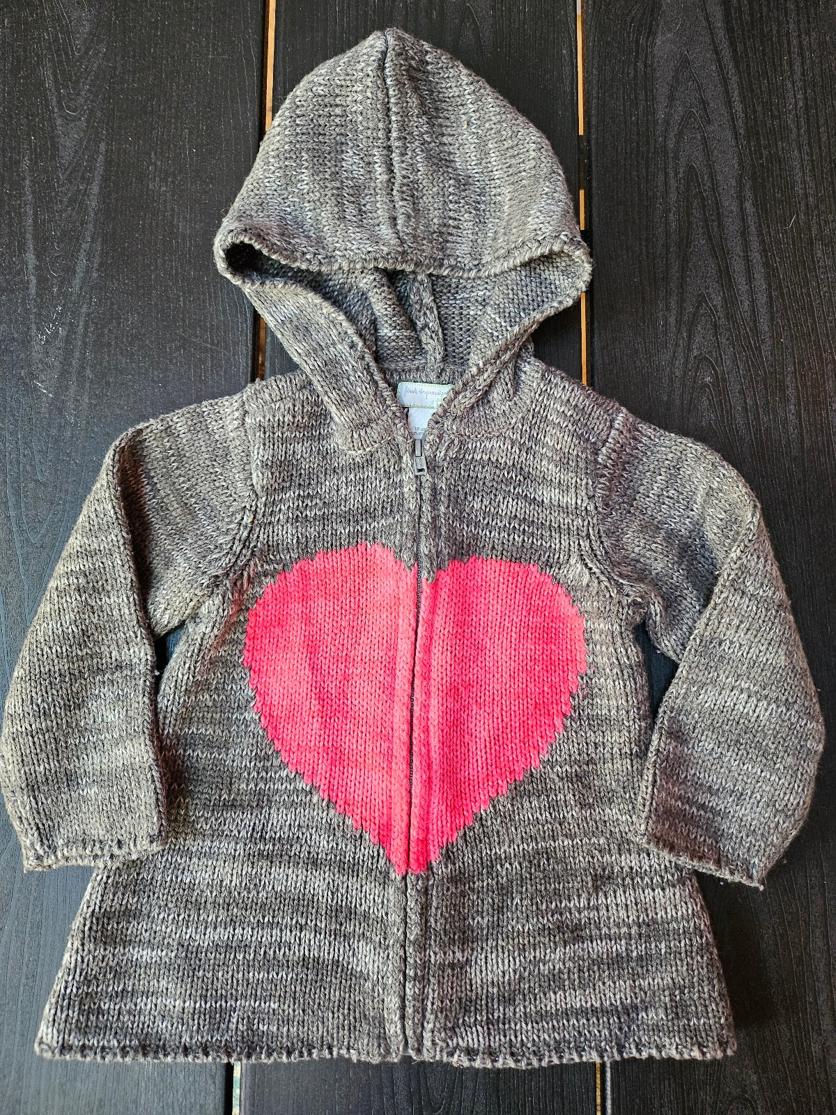 #109. Girls size 18 months. VGUC. First Impressions zip up hooded sweater