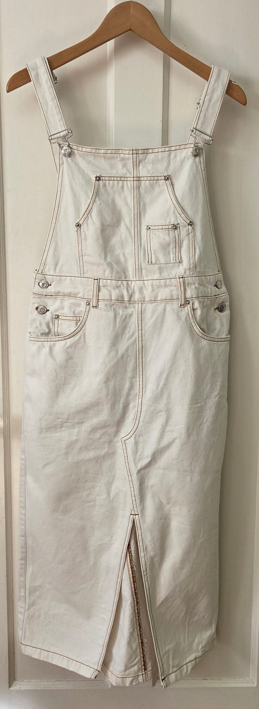 #112 - Zara White Overall Dress, Women's Size M, EUC