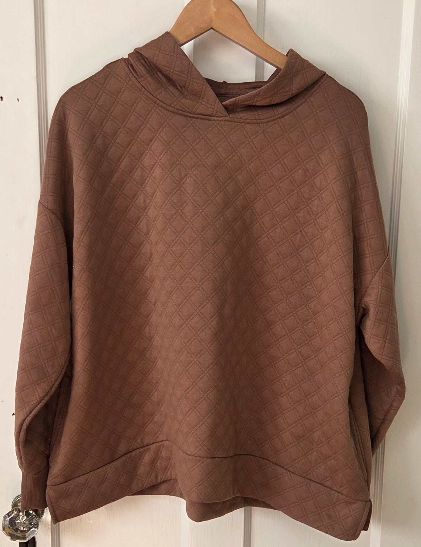 #112 - The Sweatshirt Project Brown Quilted Two Piece Sweatsuit, Women's Size 1X, EUC