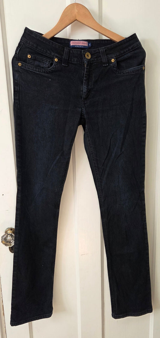 #112 -Vineyard Vines Dark Wash Straight Leg Jeans, Size 8, EUC