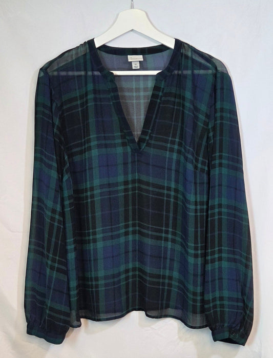 #112 - a new day Plaid Blouse, Womens Size XL, EUC